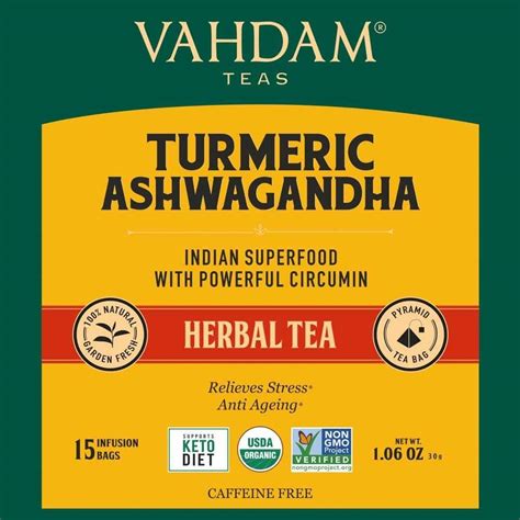 Vahdam Teas Turmeric Ashwagandha Herbal Tea 15ct Nature S Source