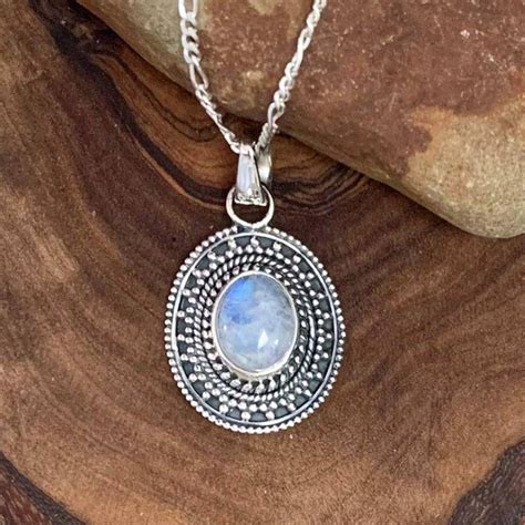 Rainbow Moonstone And Sterling Silver Ornate Pendant Gle Good Living