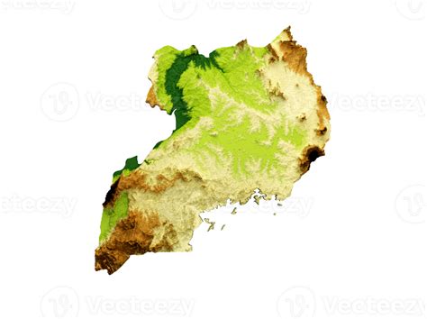 Uganda Map Shaded Relief Color Height Map 3d Illustration 27720643 Png