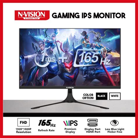 NVISION 24 Inch Gaming IPS Monitor 165Hz 1ms Frameless Flat FHD 1920