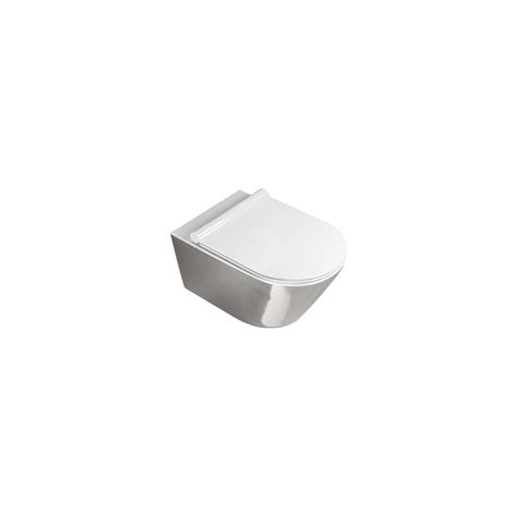 Vaso Zero 55 Sospeso Newflush Bianco E Argento Sanitari Sospesi