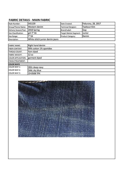 Tech Pack For Jeans On Behance