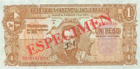 RealBanknotes.com > Uruguay p35s: 1 Peso from 1939