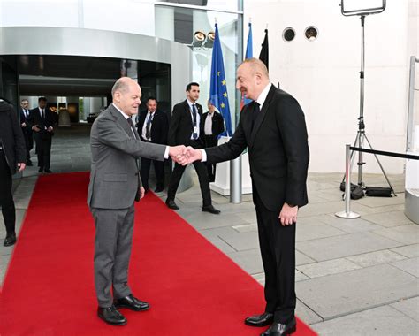 President Of Azerbaijan Ilham Aliyev And Chancellor Of Germany Olaf