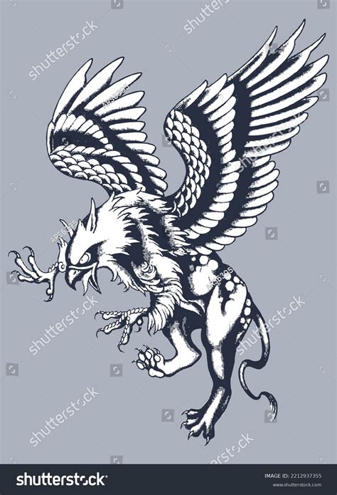 Hand Drawn Portrait Griffin Drawing Line Stock Vector (Royalty Free ...