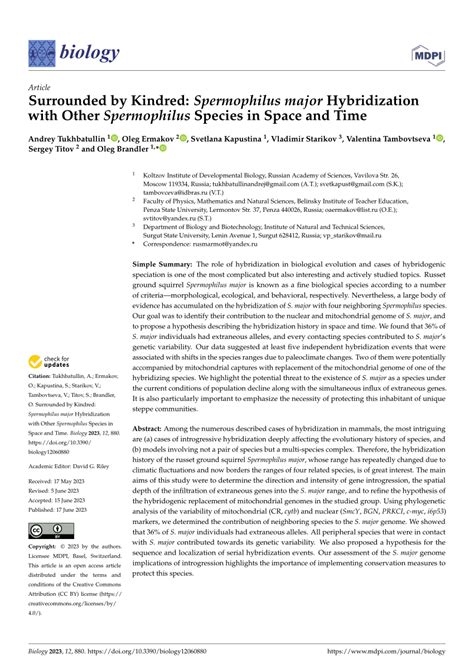 (PDF) Surrounded by Kindred: Spermophilus major Hybridization with Other Spermophilus Species in ...