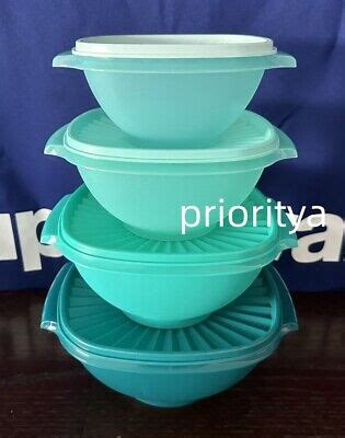 Tupperware Classic Servalier Salad Serving Bowl Set 4 Different Shades