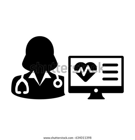 Woman Doctor Icon Vector Computer Monitor Stock Vector Royalty Free