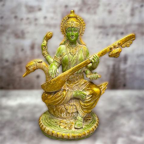 Antique Brass Superfine Goddess Saraswati Statue 24