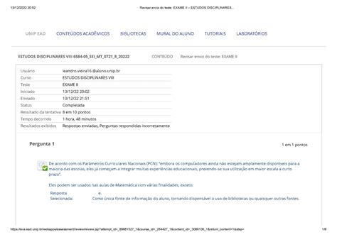 Exame Ii Estudos Disciplinares Viii Estudos Disciplinares Viii