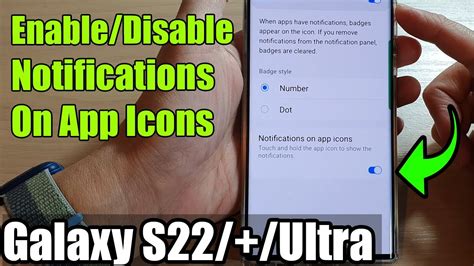 Galaxy S22 S22 Ultra How To Enable Disable Notifications On App Icons Youtube