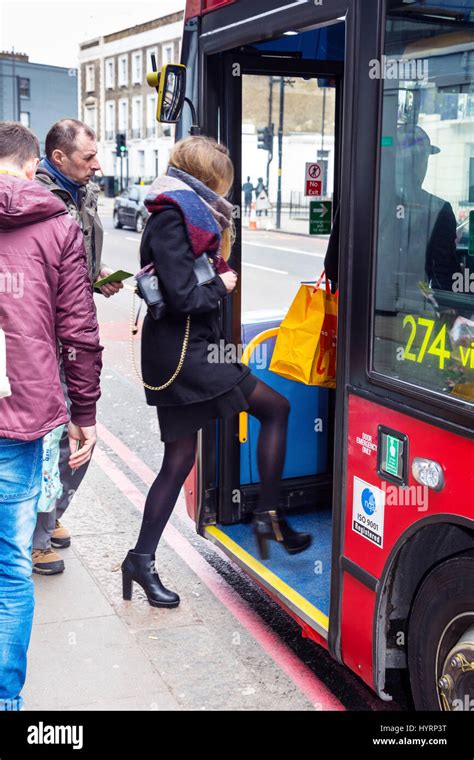passenger boarding bus  res stock photography  images alamy