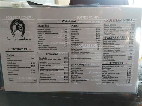 Carta Del Restaurante La Herradura Martínez Dardo Rocha 1402