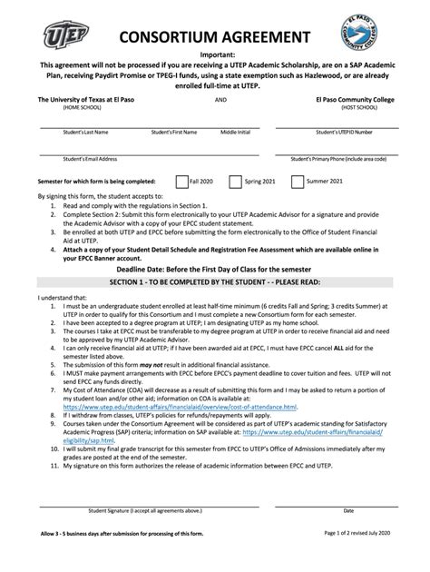 Consortium Agreement Utep Fill Online Printable Fillable Blank