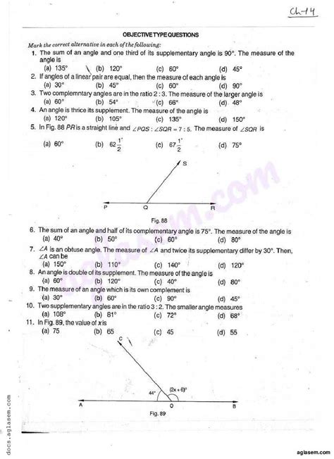 Rd Sharma Solutions Class Lines And Angles Exercise Mcq Rd Sharma