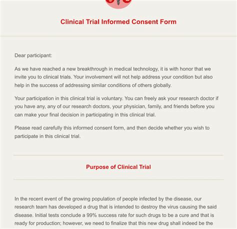 Clinical Trial Informed Consent Form Template Jotform