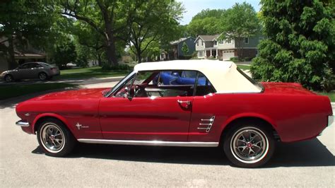 1966 Ford Mustang Convertible In Red Paint Walkaround & Engine Start-Up ...