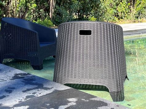 Set De 2 Sillones Ibiza Negros Simil Rattan Garden Life Reposeras Y