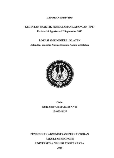 Laporan Individu Kegiatan Praktik Pengalaman Lapangan Ppl Periode