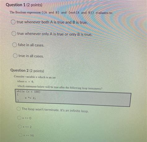 Solved Question Points The Boolean Expression A And Chegg