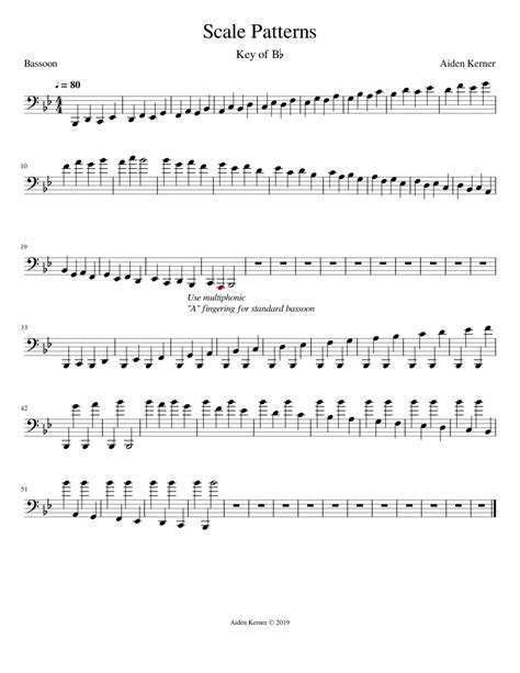 Scale Patterns B♭ Sheet Music For Bassoon Solo