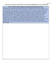 EDSP 622 WK8 Case Study Individualized Education Program IEP Template