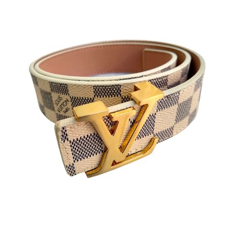 Cinto Louis Vuitton Branco Xadrez Fivela Dourada Shopee Brasil