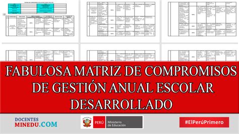 Fabulosa Matriz De Compromisos De Gesti N Anual Escolar Desarrollado