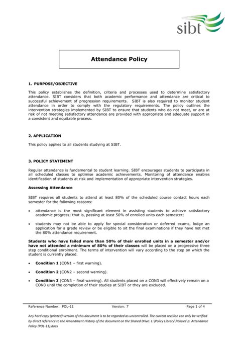 Point Based Attendance Policies Examples