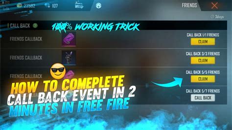 How To Complete Callback Event In Free Fire In 2 Minutes Without Your