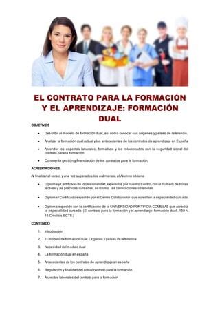 El contrato para la formación y el aprendizaje formación dual PDF