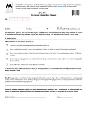 Fillable Online Pc Maricopa Homeless Independent Request Form Pc