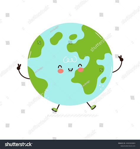 Cute Funny Earth Planet Character Vector Stock Vector Royalty Free