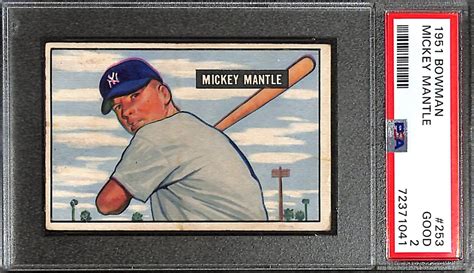 Lot Detail 1951 Bowman Mickey Mantle 253 Rookie Card Graded PSA 2