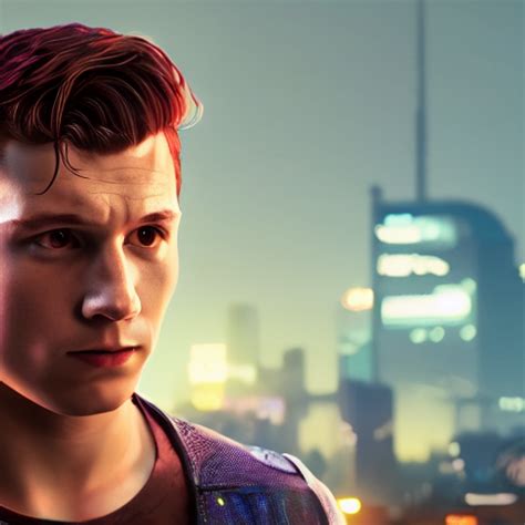 Krea Ai Tom Holland Jr Portrait Cyberpunk Cyberpsyc