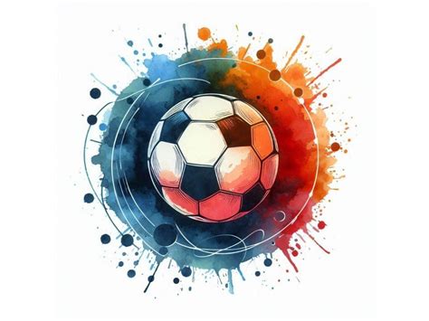 Soccer Ball Football Watercolor Hand Drawn Illustration By