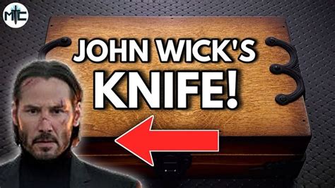 John Wick S Knife Is In Front Of A Wooden Box With An Arrow Pointing To It