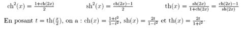 Sinus Hyperbolique Formule