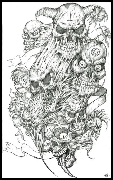 Skull Sleeve Drawings at PaintingValley.com | Explore collection of ...