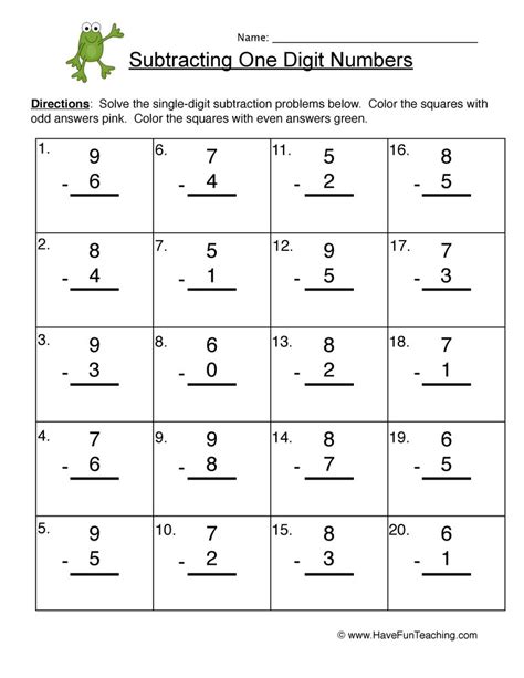 Single Digit Addition And Subtraction