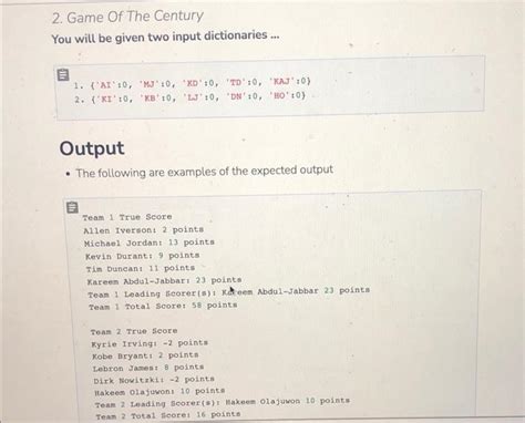 Solved 2. Game Of The Century Instructions - Your job is to | Chegg.com