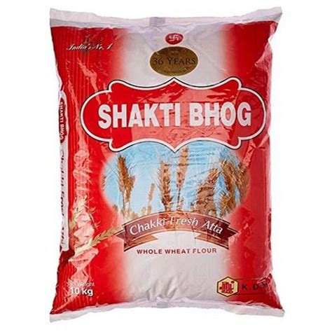 White Shakti Bhog Chakki Fresh Atta Whole Wheat Flour Kg At Best