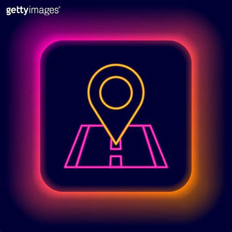 Glowing Neon Line Map Pin Icon Isolated On Black Background Navigation