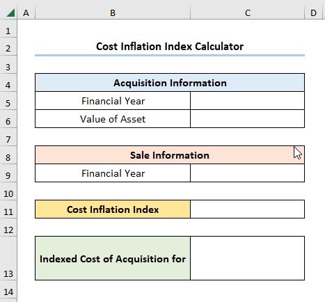 How to Construct Cost Inflation Index Calculator in Excel