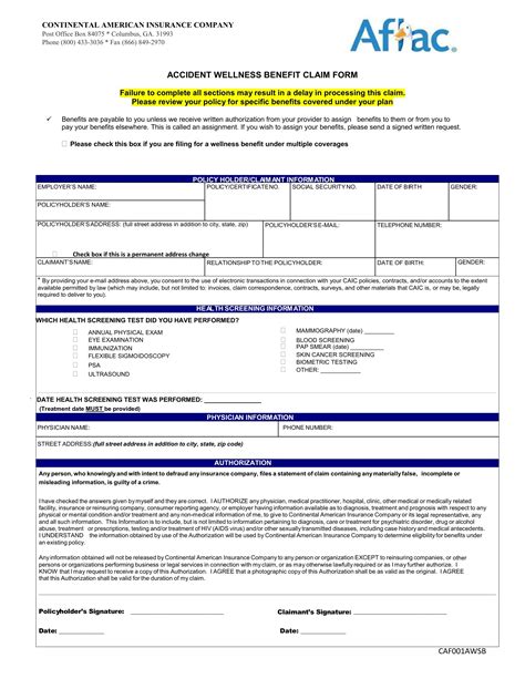 Aflac Accident Wellness Benefit Pdf Form Formspal