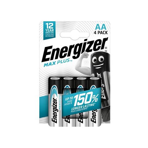 4x Piles Alcalines Energizer Max Plus AA 1 5V