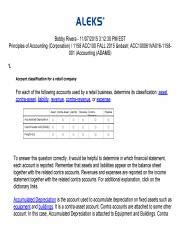 ACC100 ALEKS WEEK 5 Account Classification For A Retail Company 5