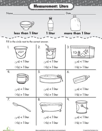 Liter Milliliter Worksheet - kidsworksheetfun