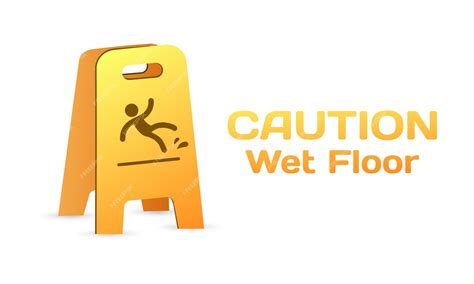 Premium Vector Caution Wet Floor Banner Flat Yellow Caution Wet Floor