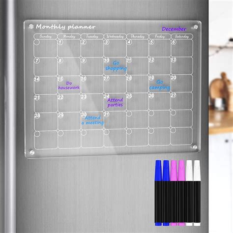 Magnetic Fridge Calendar Acrylic Magnetic Dry Erase Board Acrylic